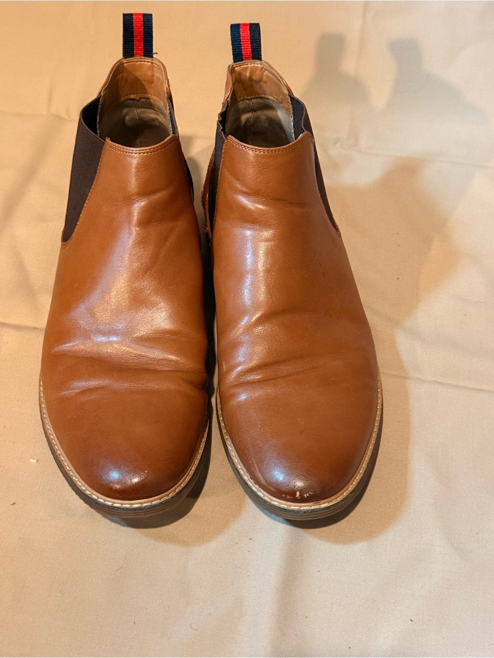 Steve Madden Tan Leather Chukka Boots with Black Elastic Panels